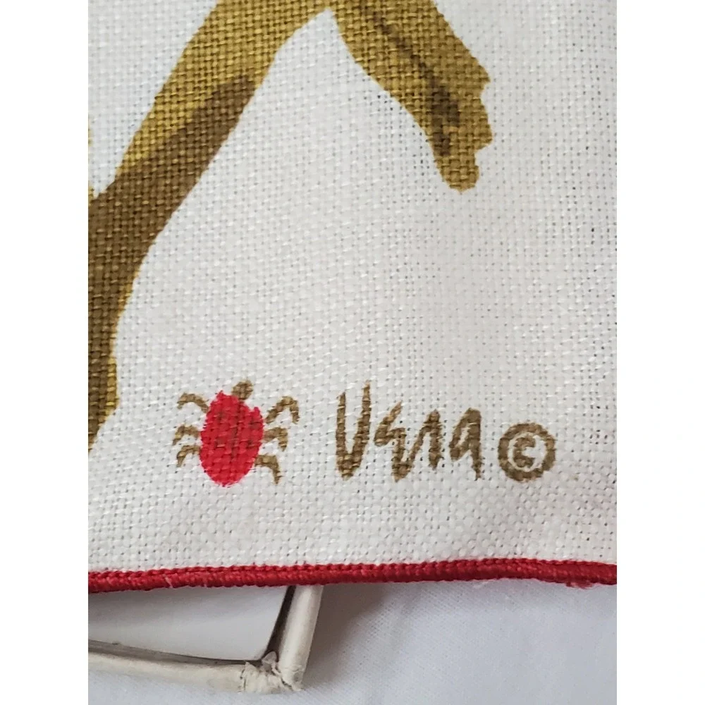 Vintage Vera Neumann Carnation Belgian Linen 8 Piece Table Set Red White 8614
